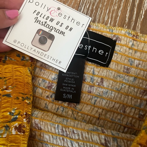 NWT! Polly and Esther yellow floral tube top - Picture 2 of 4